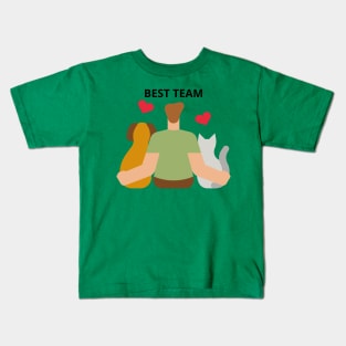 Cat, dog and man. Kids T-Shirt